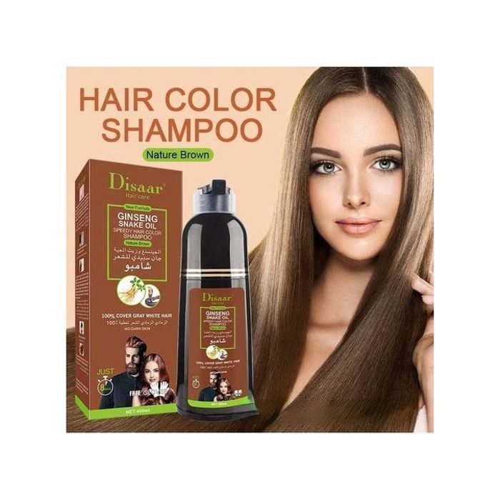 Shampoing Colorant Disaar Cinema - Marron - Couvre les cheveux gris à 100% en 8 minutes, pour un effet marron intense et durable.