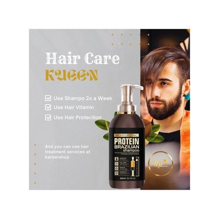 Shampoing Keratine Queen Protein Brazilian : pour des cheveux nourris, réparés et lissés.