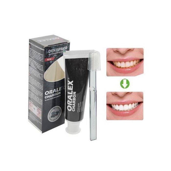 Dentifrice au Charbon (Blancheur des Dents) + Brosse Offert - Sans fluor, blanchit naturellement les dents et absorbe les odeurs.