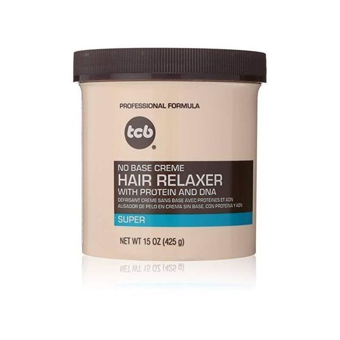 Crème Défrisante TCB Sans Base - Super (425g) - Lissage durable pour cheveux bouclés, ondulés et crépus, sans mélange.