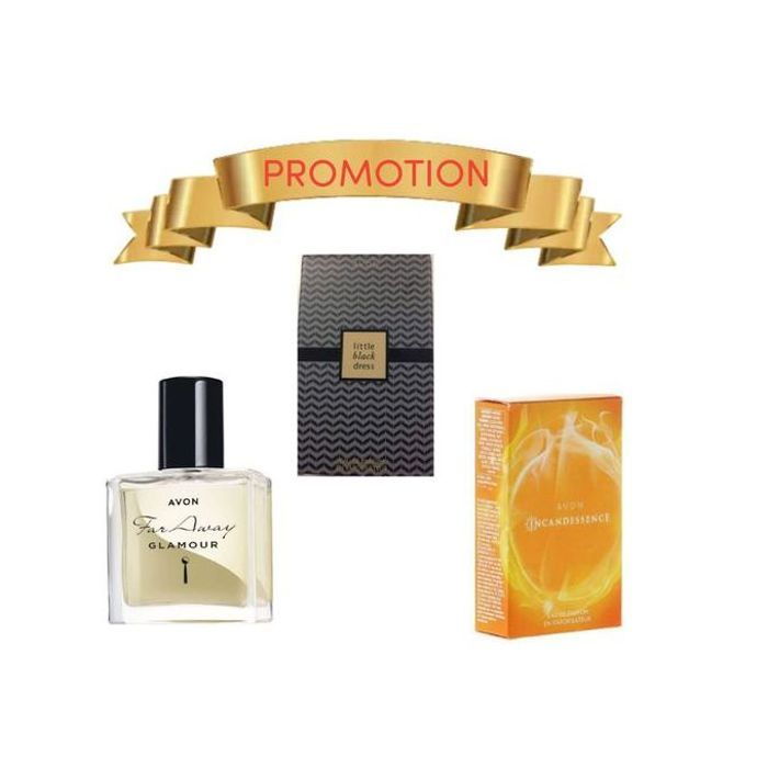 Pack de 3 parfums pour femmes Avon (Far Away Glamour + Incandessence + Little Black Dress) (30 ml)