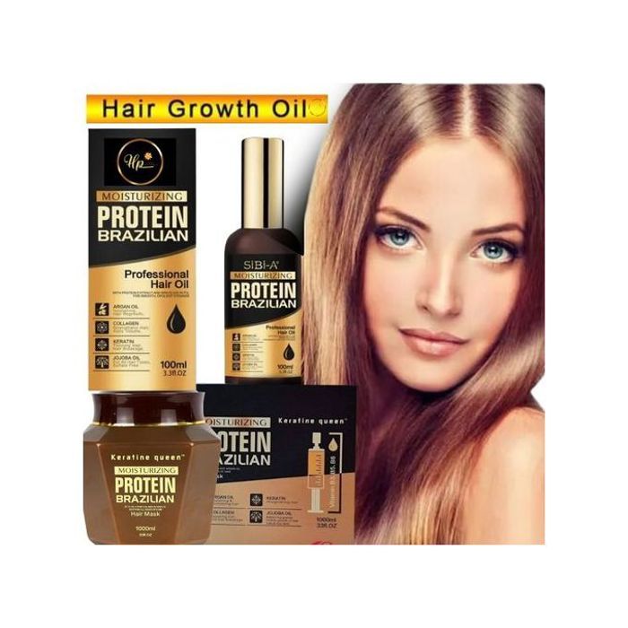 Masque à l'huile de croissance des cheveux brésiliens à la kératine : répare et revitalise les cheveux secs et abîmés.