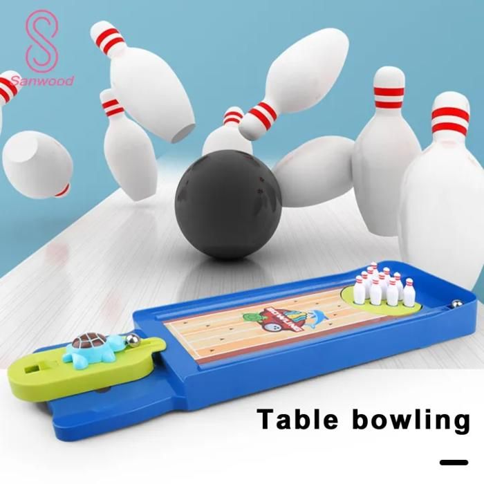 Mini Set de Bowling de Table avec Poignée - Jeu Amusant pour Enfants et Adultes, Idéal pour Bureau et Fêtes