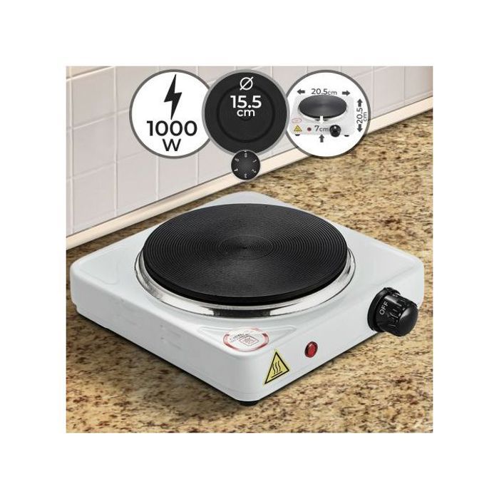 Réchaud électrique à plaque chauffante, fourneau électrique, plaque de cuisson 1000W