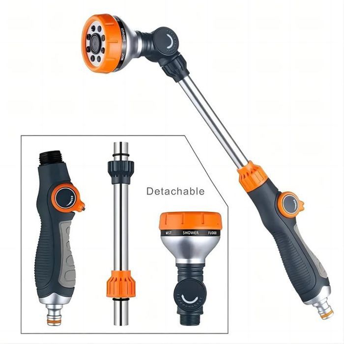 Buse de pulvérisation de tuyau d'arrosage haute pression réglable, idéale pour l'irrigation de votre jardin.