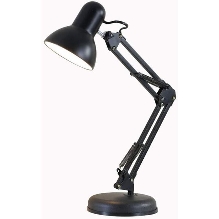 Lampe de bureau classique avec bras réglable, interrupteur et veilleuse.
