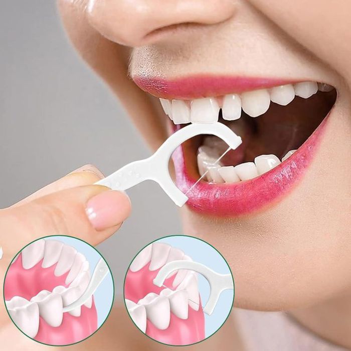 Lot de 50 fils dentaires pour Soins d'Hygiène Buccale, Bâton de Nettoyage pour Dents, Style Cure-dents