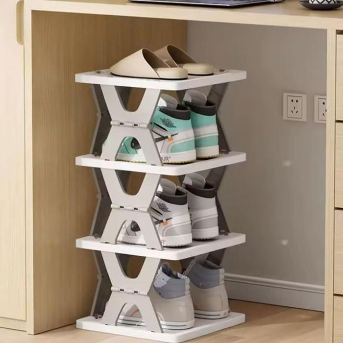 Boîte à chaussures pliante multicouche, rangement créatif pour la maison, gain de place, pour une organisation optimale.