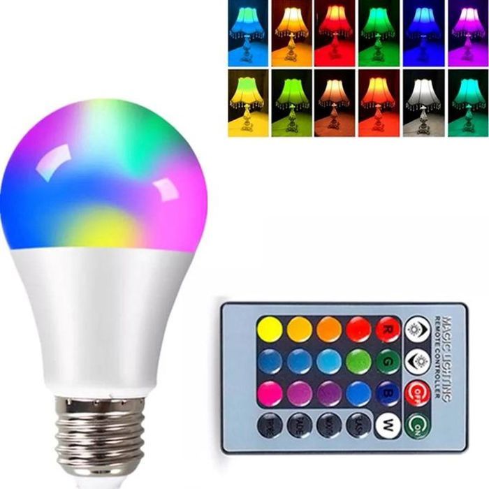 Ampoule LED RGBW colorée modifiable avec télécommande