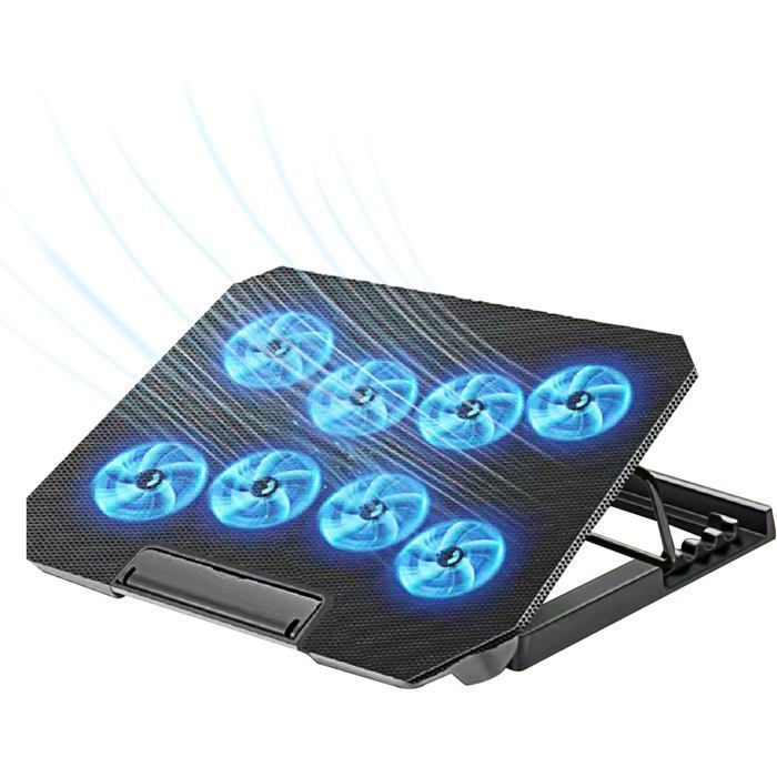 Support de refroidissement - Non spécifié - Réglable - 8 ventilateurs - 2 ports USB - Noir
