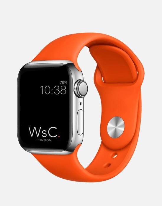 Bracelet Silicone Orange - Compatible Apple Watch 42/44/45mm - Series 1 à 8, SE et Ultra