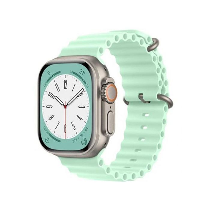 Bracelet Silicone Pistache Compatible Apple Watch 42/44/45/49mm Séries 1 à 8, SE et Ultra