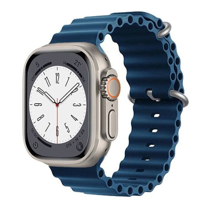 Bracelet Silicone Bleu Nuit - Compatible Apple Watch 38/40/41mm - Series 1 à 8, SE et Ultra