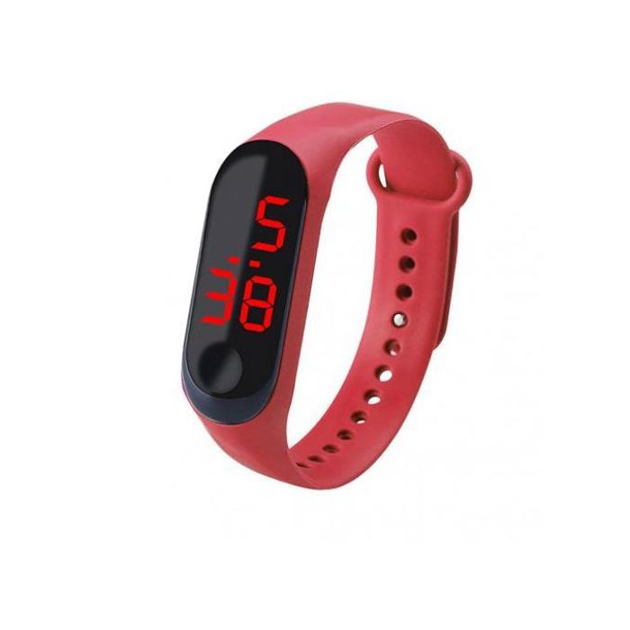 Montre Numérique Sport - Étanche - LED - Silicone - Rouge