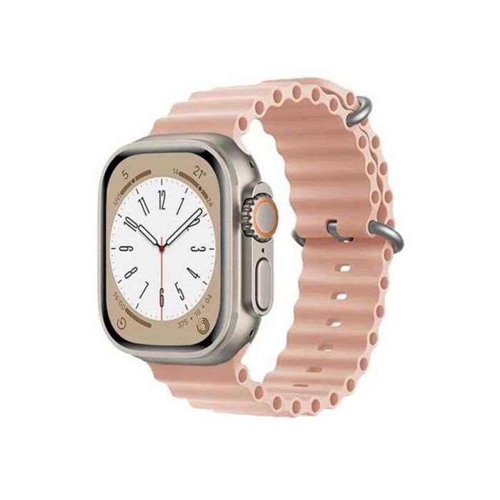 Bracelet Silicone Rose Compatible Apple Watch 42/44/45/49mm Séries 7/6/5/4/3/8/SE