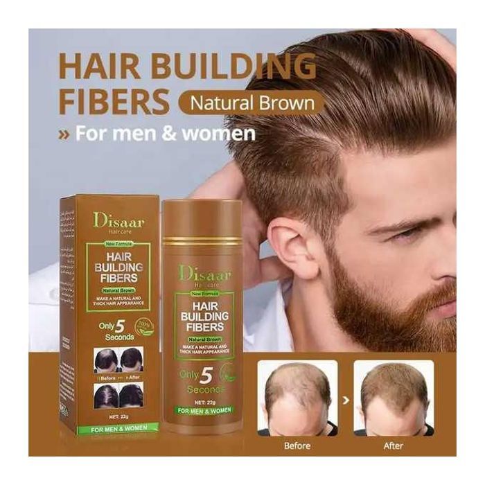DISAAR Poudre Épaississante Cheveux - Brun - Fibres Naturelles pour Homme et Femme