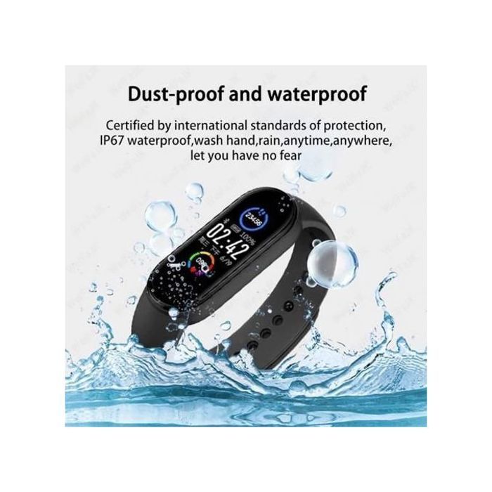 Bracelet intelligent M6 - Noir - Suivi d'activité, Moniteur de fréquence cardiaque, Étanche IP67