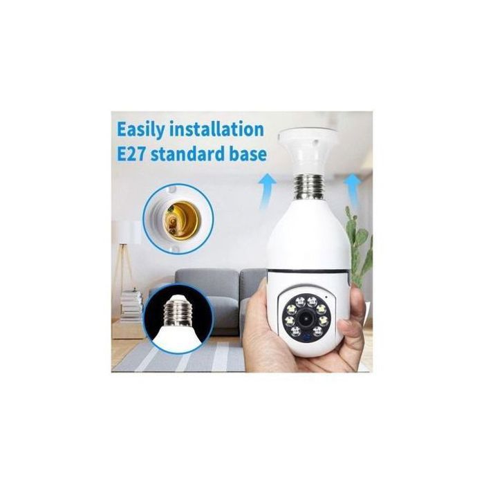 Caméra de Surveillance WiFi E27 : Vision Nocturne, Rotation 360° et Résolution 1080P