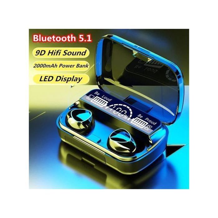 M10 TWS Écouteurs sans fil - Noir - Bluetooth 5.1, Réduction de Bruit CVC8.0, Son Stéréo 9D