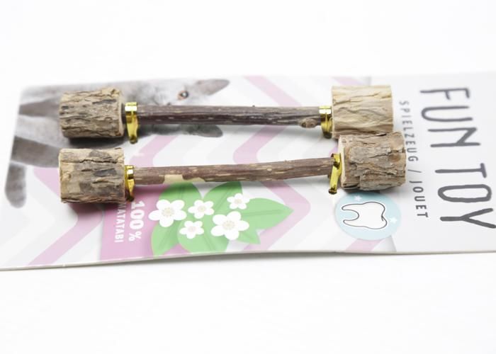 JOUET POUR CHAT - BUBIMEX - HALTÈRES EN BOIS - MARRON - INTÉRIEUR - STIMULATION PHYSIQUE