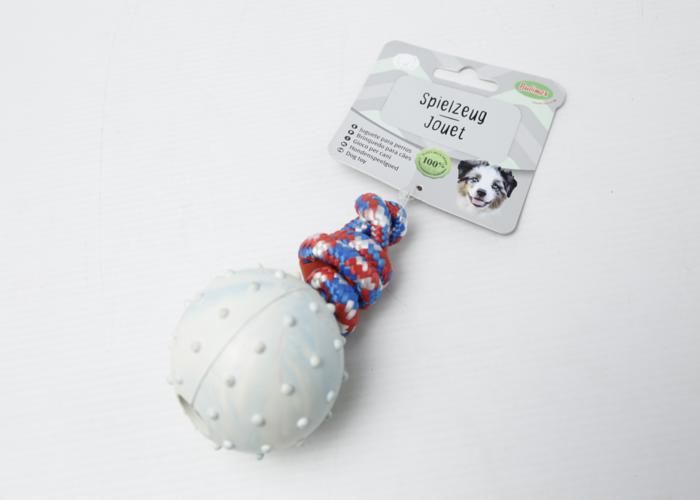 JOUET - BUBIMEX - BALLE + CORDE - 5CM/30CM - Tissu - Blanc - Pour Chien