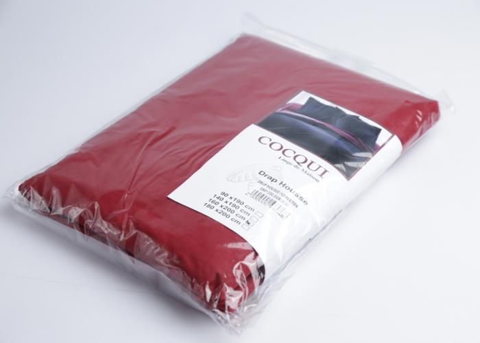 Drap Housse - Polycotton - Bordeaux - 160x200 cm - Doux - Résistant