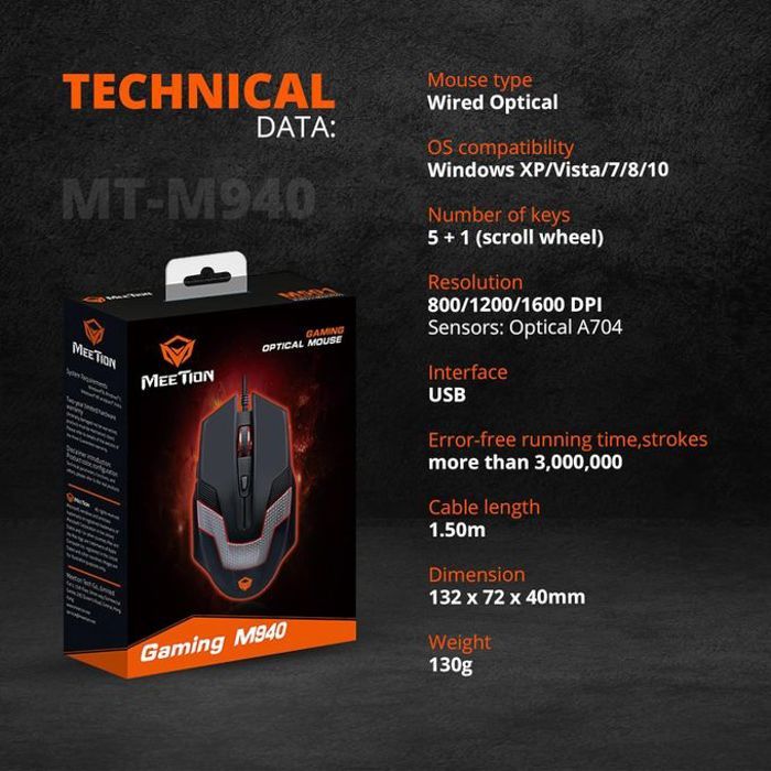 Souris de Jeu RGB LED Meetion - 2400 DPI, Rétroéclairage, Boutons Supplémentaires pour PC et Gamer