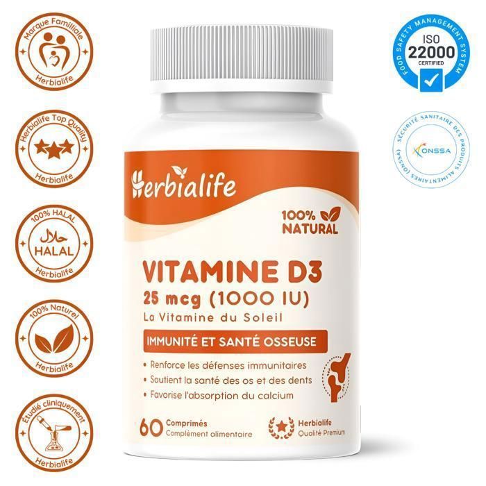 Vitamine D3 Qualité Supérieure – 25 mcg (1000 IU) – 60 Comprimés | Herbialife