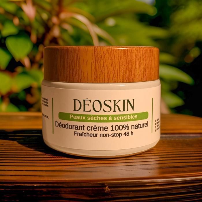Déodorant Crème - DEOSKIN - 50G - 100% Naturel - Peaux Sèches et Sensibles - Hypoallergénique