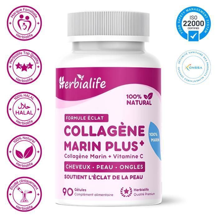 Collagène Marin PLUS + Vitamine C – Ongles, Cheveux, peau – 90 Gélules | Herbialife