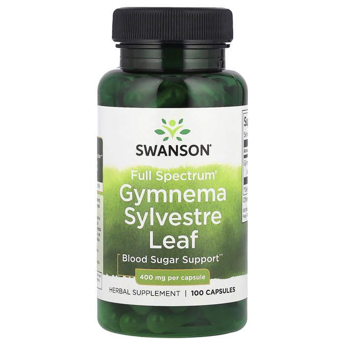 Feuille de gymnema sylvestre, spectre complet, 400 mg, 100 capsules