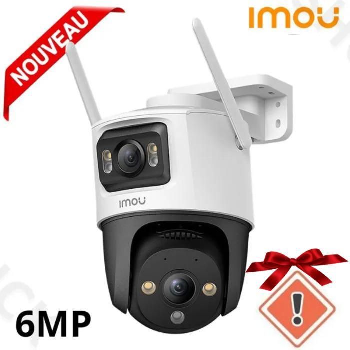 Caméra de surveillance IP extérieure,IMOU Cruiser à double objectif, 6MP, PT, sécurité à domicile, IA détection + Sticker gratuite