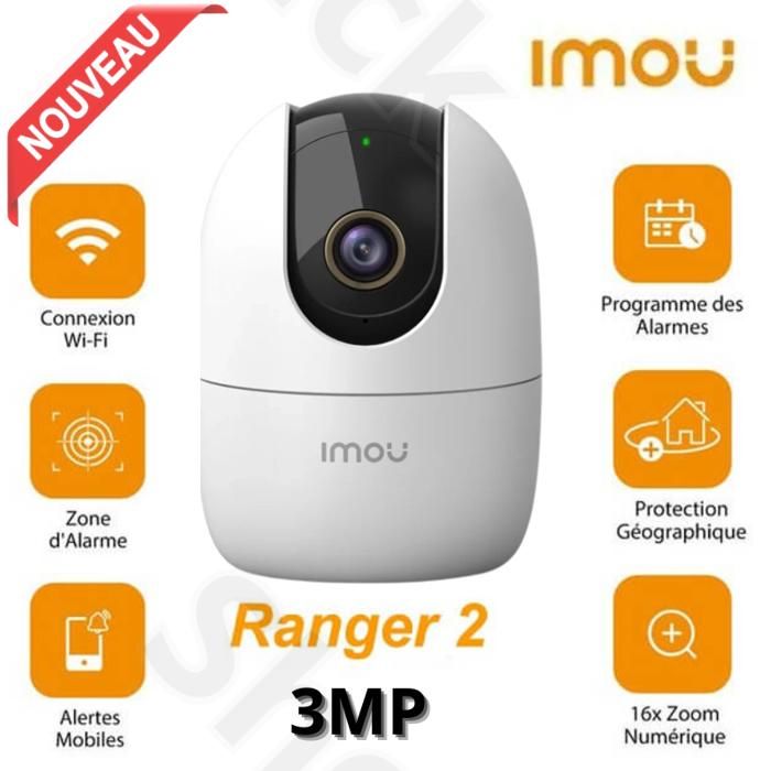 Imou Caméra intelligente de surveillance d’intérieur 3MP Imou Ranger 2 Couverture 360°