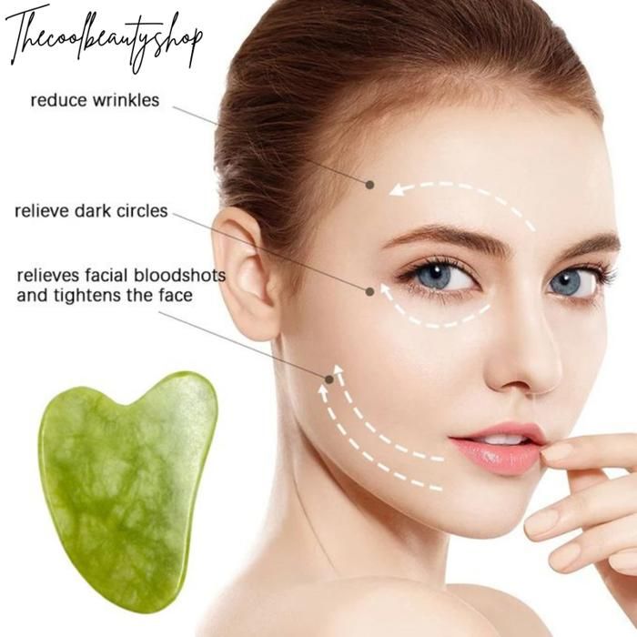 Gua Sha Jade - THE COOL BEAUTY SHOP - Outil de massage visage - Anti-stress - Relaxation - Grattoir Facial