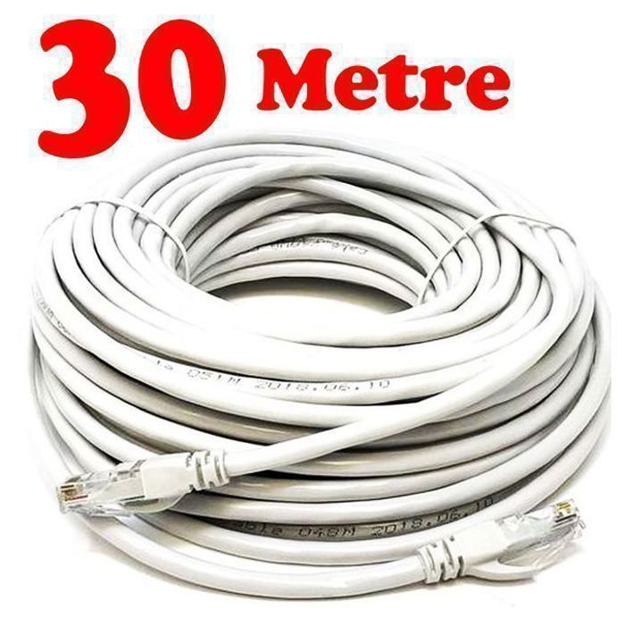 Câble Réseau Ethernet RJ45 CAT6 - GENERIC - 30 M - Haut débit - Compatible Gigabit - UTP/STP