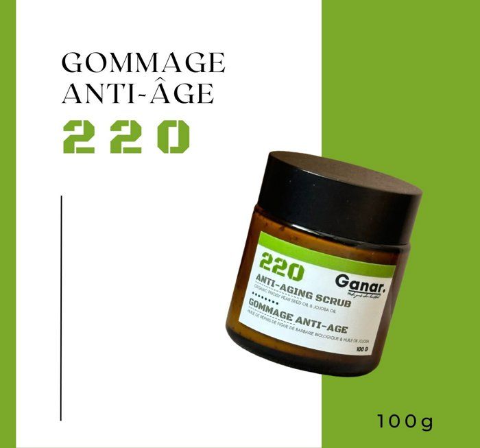 GANAR COSMETICS - Gommage Anti-âge - Huile de graines de figues de barbarie & Huile de jojoba - 100g
