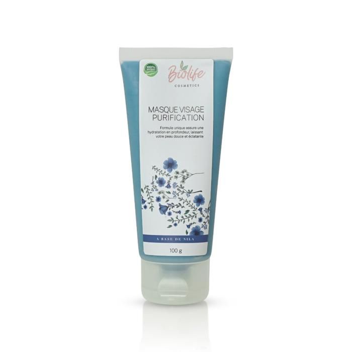 Masque de visage - BIO LIFE - Masque purifiant - Argile naturelle - 100 ml - Tous types de peau