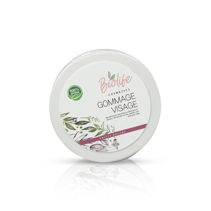 Gommage Visage Exfoliant - BIO LIFE - Fruit Rouge - 150 g - Tous types de peau - Doux et efficace