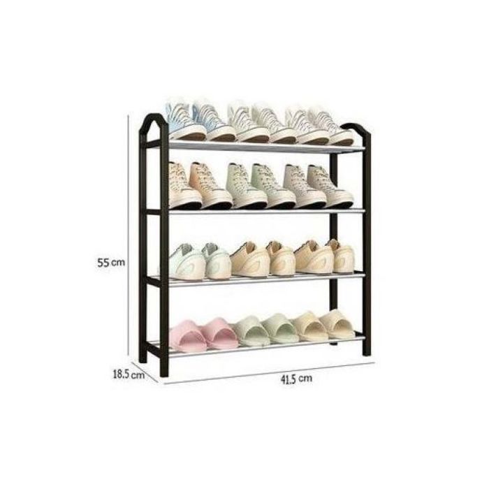 Mini Armoire Chaussures - Organisateur pour Porte d'Entrée - 4 Niveaux - Noir