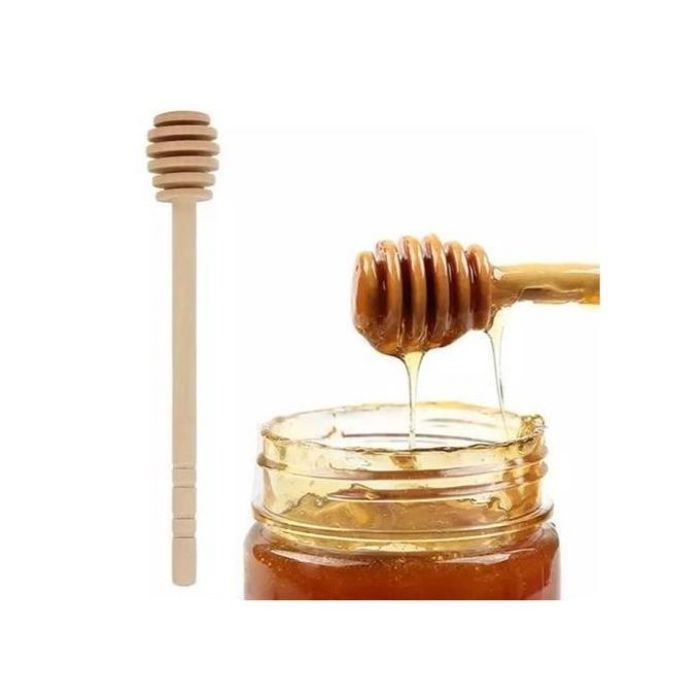 Cuillère à Miel en Bois Naturel - 2 Pièces, Poignée Unique pour Ustensiles de Cuisine