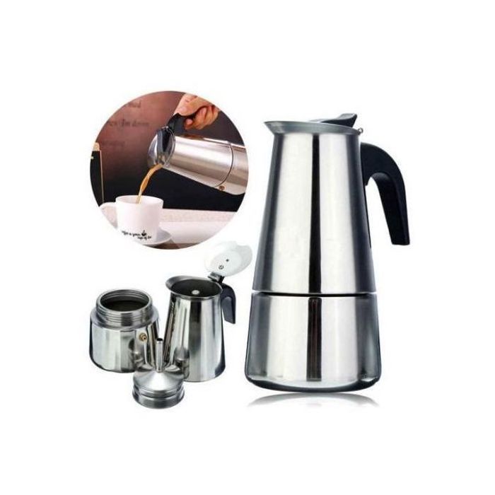 Cafetière Italienne en Inox 2 Tasses - Espresso Maker, Argent