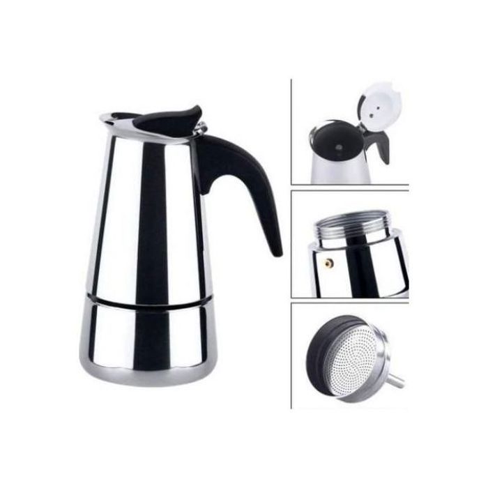 Cafetière Espresso en Acier Inoxydable - 9 Tasses - 450 ml - Construction Robuste