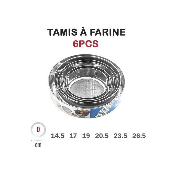 Lot de 6 Passoires Rondes en Acier Inoxydable : 6 Tailles, Argent