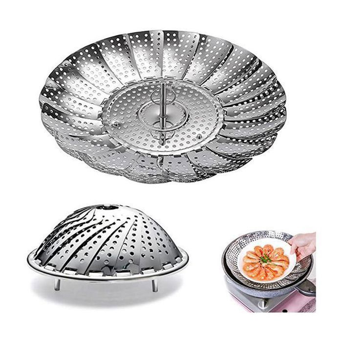 Panier Vapeur Inox Extensible - Cuiseur à Vapeur Pliable pour Tous Types de Casseroles