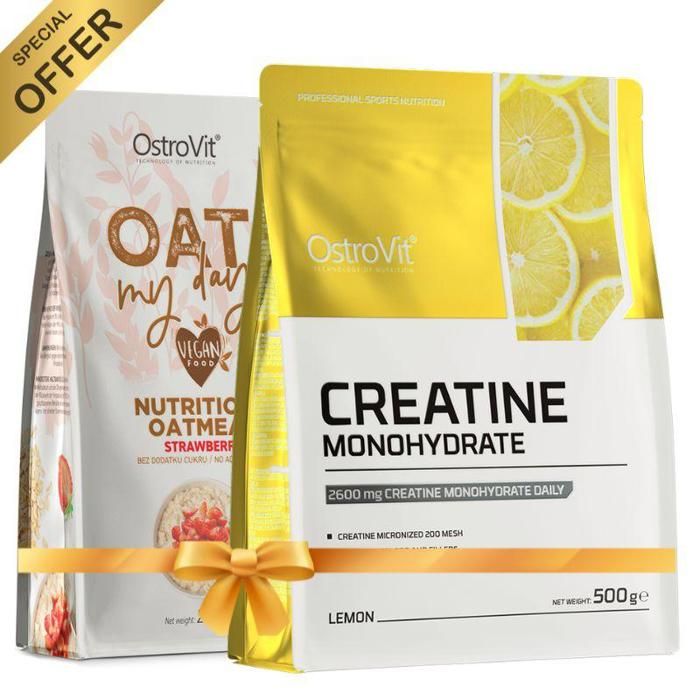 Pack Creatine Monohydrate 500 g Citron + Flocons d'Avoine 200 g aux Saveurs Délicieuses