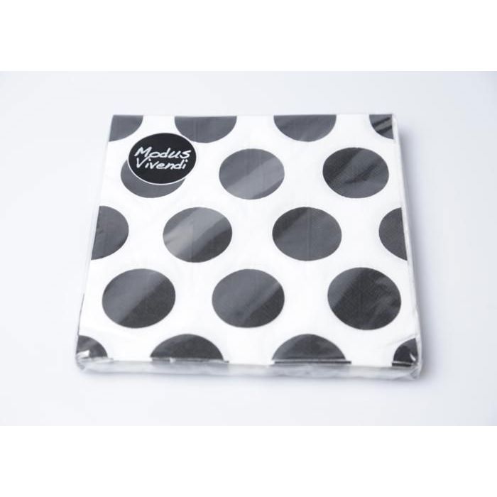 Serviettes - MODUS VIVENDI - 33x33cm - Noir/Blanc - 20 pièces - Lavable