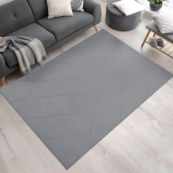 Tapis Antidérapant Gris Kumla - 120x170cm - Lavable en Machine