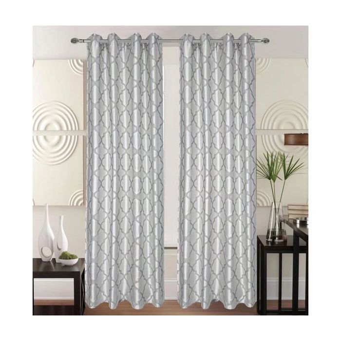 Rideau Jacquard Argent/Gris GEO 140/240 - BAYT AVENUE