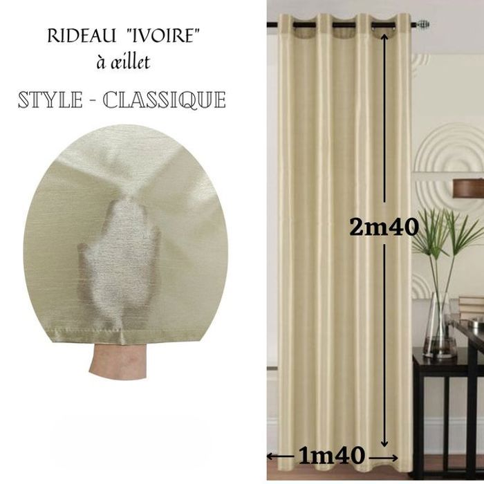 Rideau Contemporain Ivoire 140/240 Classique - BAYT AVENUE