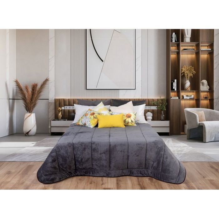 Couverture Extra Douce Double Face Portugal - Gris - 240cm x 220cm